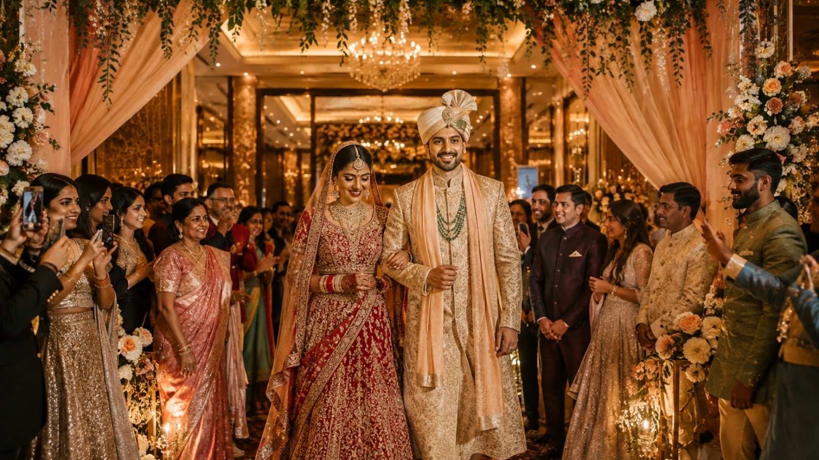 Couple finalising their wedding venue choice in Delhi